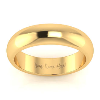 10K Yellow Gold 5MM Ladies and Mens Wedding Band, Size 12, Free Engraving